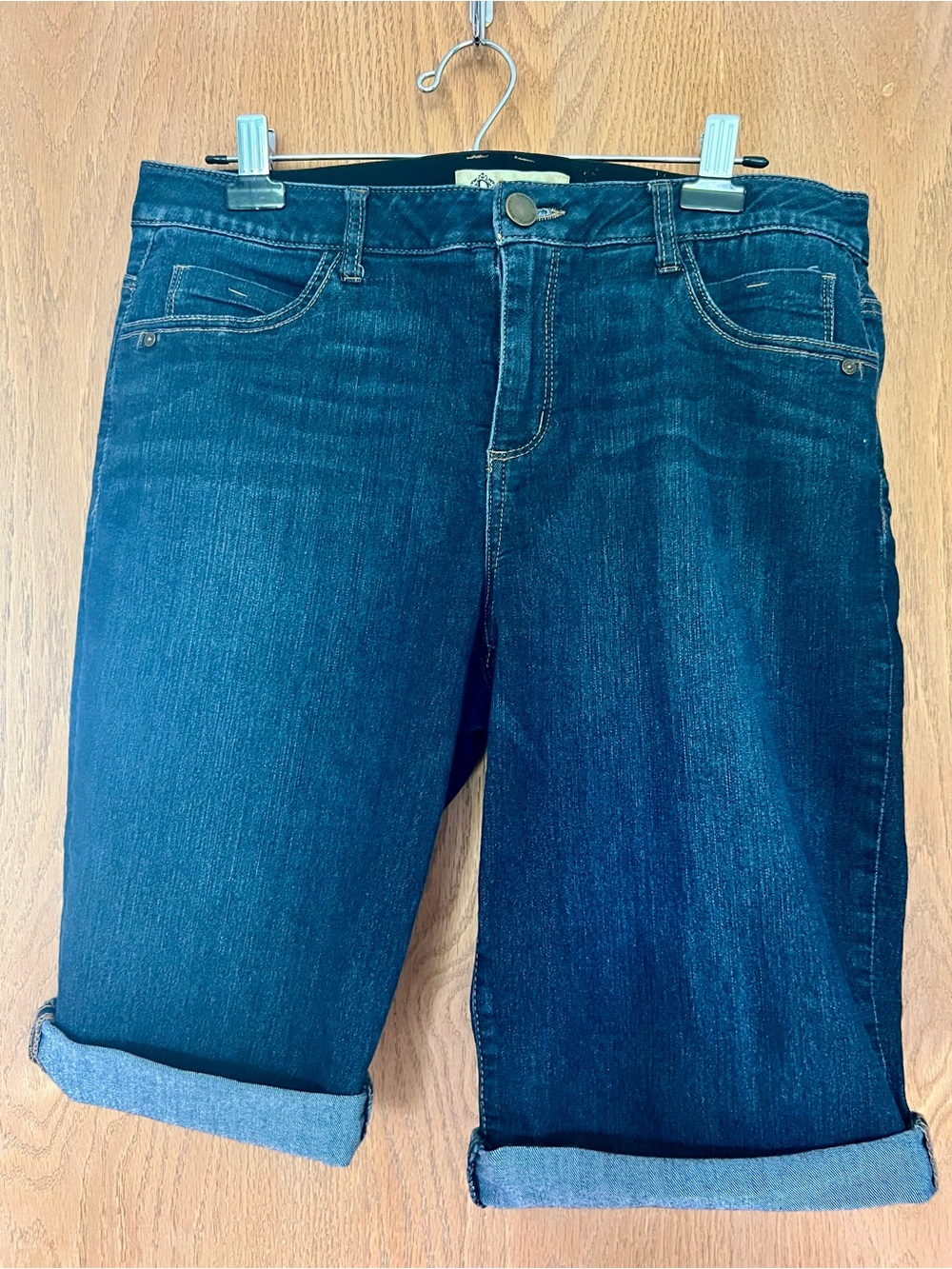Democracy Dark Blue Rolled Hem Denim Bermuda Shorts size 14 - Picture 2 of 7